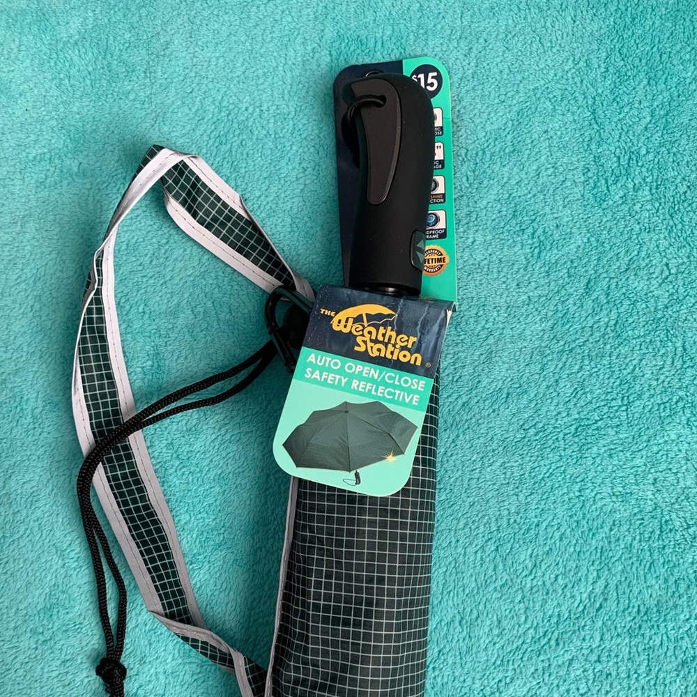 The weather station umbrella comes with carry case 48” Green Forest color